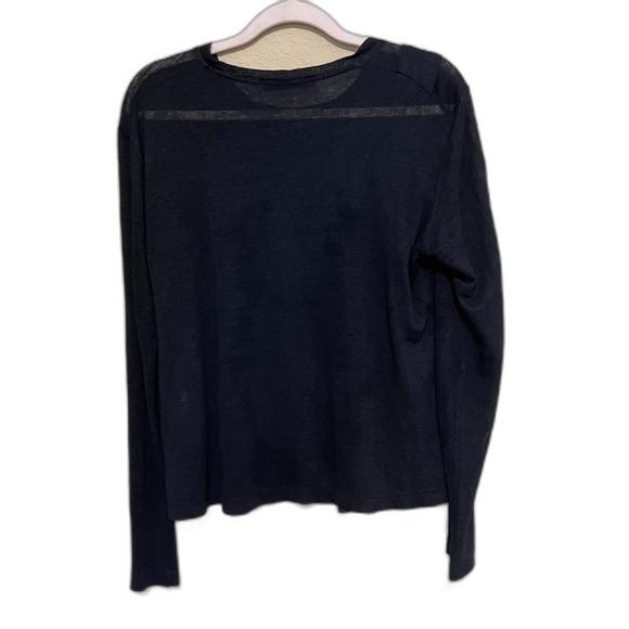 Wilt Aritzia Long Sleeve Linen Tee Women Medium Black Oversize Pleated Front Top - Picture 3 of 8